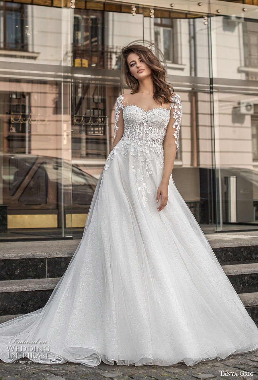 tanya grig 2021 bridal long sleeves sweetheart neckline heavily embellished bodice romantic a line wedding dress sheer button back chapel train (4) mv tanya grig 2021 bridal long sleeves sweetheart neckline heavily embellished bodice romantic a line wedding dress sheer button back chapel train (4) mv