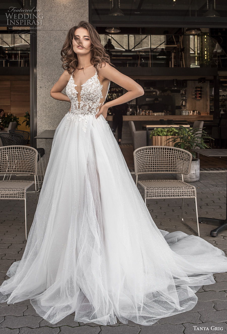 tanya grig 2021 bridal sleeveless thin strap deep sweetheart neckline heavily embellished bodice slit skirt romantic a line wedding dress v back chapel train (17) mv tanya grig 2021 bridal sleeveless thin strap deep sweetheart neckline heavily embellished bodice slit skirt romantic a line wedding dress v back chapel train (17) mv