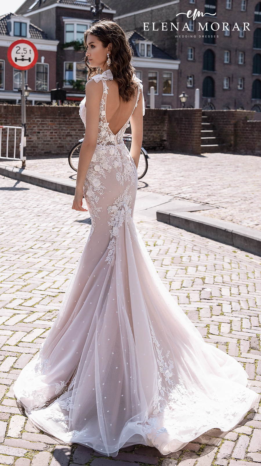 elena morar 2021 rotterdam bridal sleeveless ribbon strap v neck heavily embellished bodice romantic blush mermaid wedding dress v back sweep train (rm004) mv bv