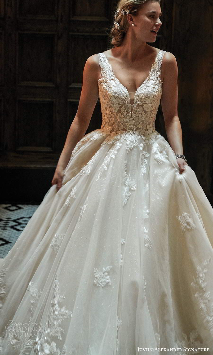 justin alexander spring 2021 bridal sleeveless straps plunging v neckline fully embellished glitter a line ball gown wedding dress scoop back cathedreal train (5) zv justin alexander spring 2021 bridal sleeveless straps plunging v neckline fully embellished glitter a line ball gown wedding dress scoop back cathedreal train (5) zv