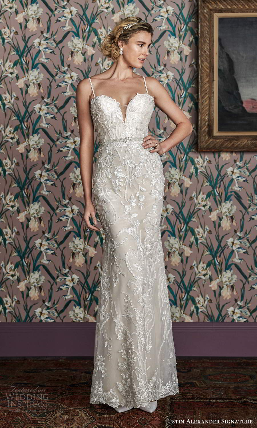 justin alexander spring 2021 bridal strapless sweetheart neckline fullyembellished sheath wedding dress chapel train (3) mv justin alexander spring 2021 bridal strapless sweetheart neckline fullyembellished sheath wedding dress chapel train (3) mv