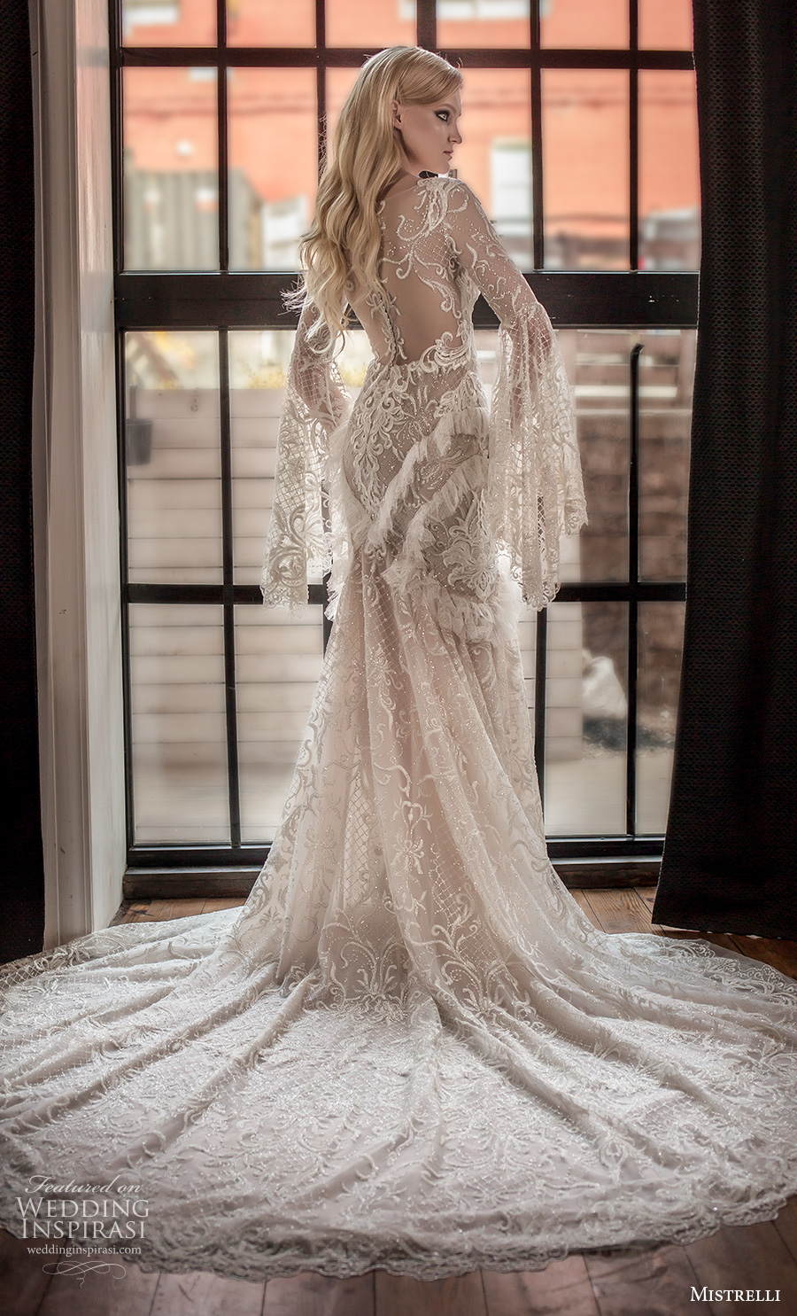 mistrelli 2021 royal drama bridal long bell sleeves bateau neck full embellishment elegant mermaid wedding dress sheer lace back chapel train (10) bv mistrelli 2021 royal drama bridal long bell sleeves bateau neck full embellishment elegant mermaid wedding dress sheer lace back chapel train (10) bv