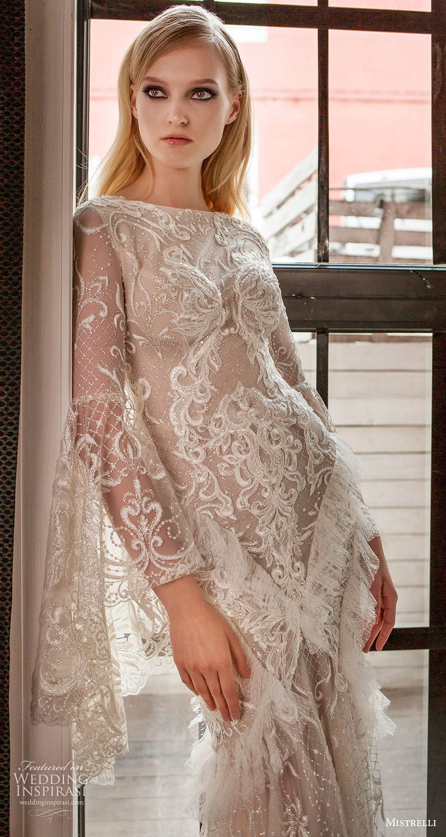 mistrelli 2021 royal drama bridal long bell sleeves bateau neck full embellishment elegant mermaid wedding dress sheer lace back chapel train (10) zv mistrelli 2021 royal drama bridal long bell sleeves bateau neck full embellishment elegant mermaid wedding dress sheer lace back chapel train (10) zv