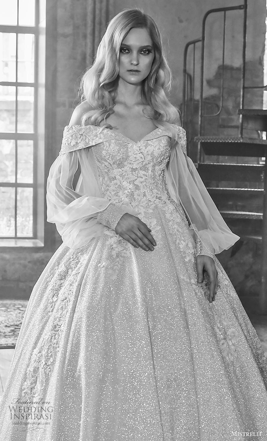 mistrelli 2021 royal drama bridal long bishop sleeves v neck full embellishment princess ball gown a  line wedding dress v back chapel train (13) zv