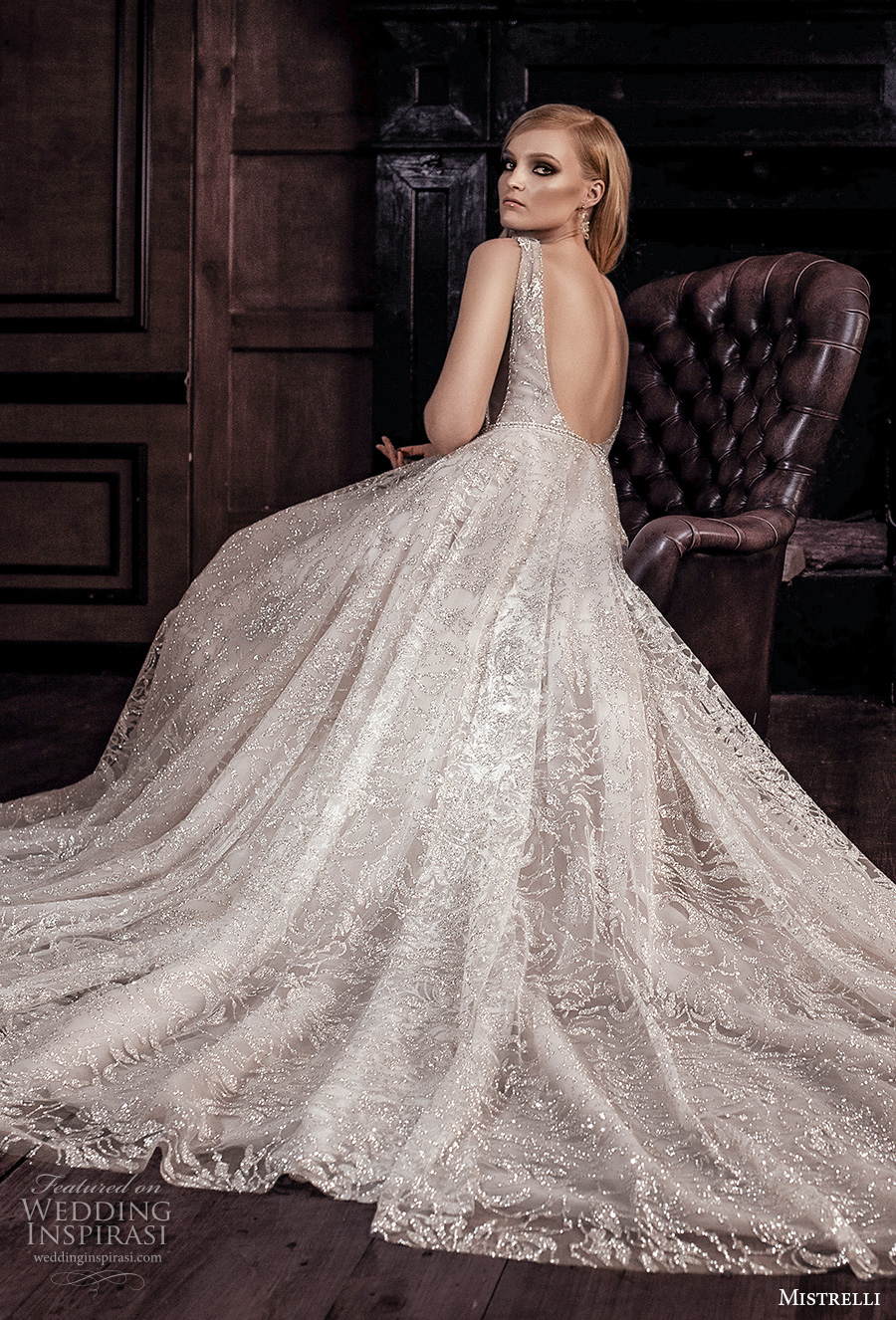 mistrelli 2021 royal drama bridal sleeveless deep v neck full embellishment romantic modified a line wedding dress backless scoop back chapel train (5) bv mistrelli 2021 royal drama bridal sleeveless deep v neck full embellishment romantic modified a line wedding dress backless scoop back chapel train (5) bv