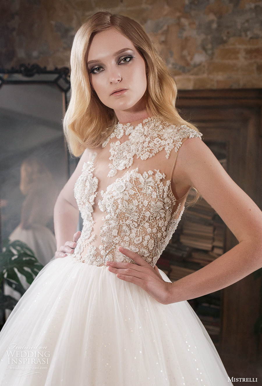 mistrelli 2021 royal drama bridal sleeveless jewel neck sweetheart neckline heavily embellished bodice romantic ball a line wedding dress sheer button back chapel train (15) zv mistrelli 2021 royal drama bridal sleeveless jewel neck sweetheart neckline heavily embellished bodice romantic ball a line wedding dress sheer button back chapel train (15) zv