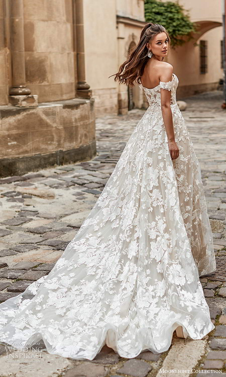 moonlight collection spring 2021 bridal off shoulder straps sweetheart neckline fullly embellished a line ball gown wedding dress chapel train (8) bv