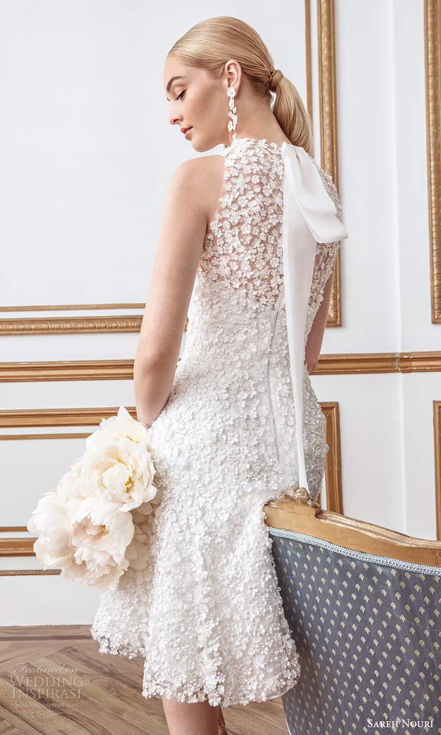 sareh nouri fall 2021 bridal sleeveless sheer halter sweetheart neckline fully embellished mini wedding dress (3) bv