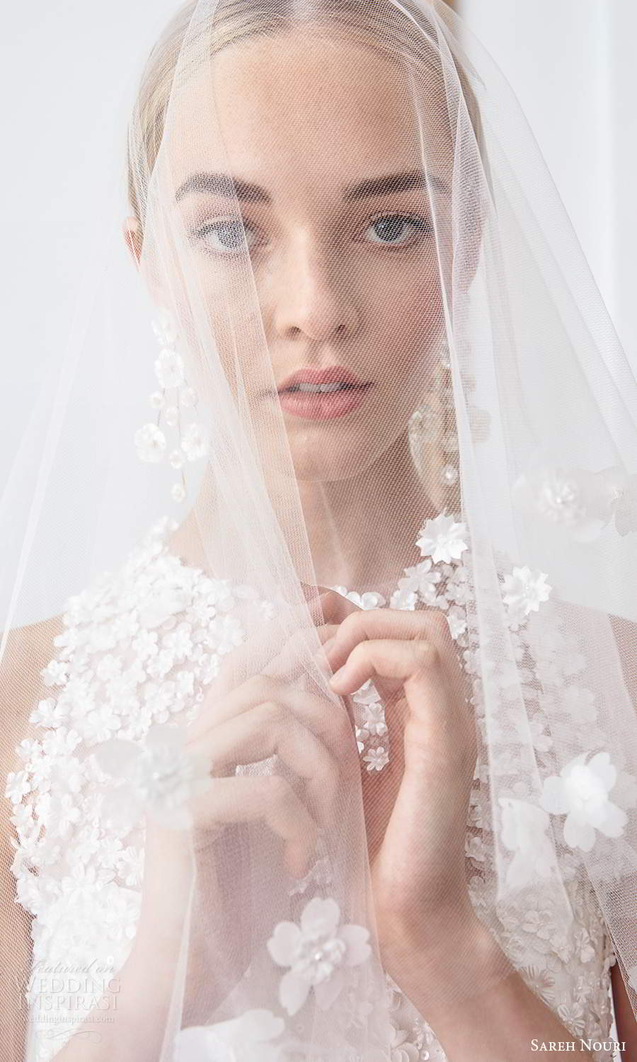 sareh nouri fall 2021 bridal sleeveless sheer halter sweetheart neckline fully embellished mini wedding dress (3) zv