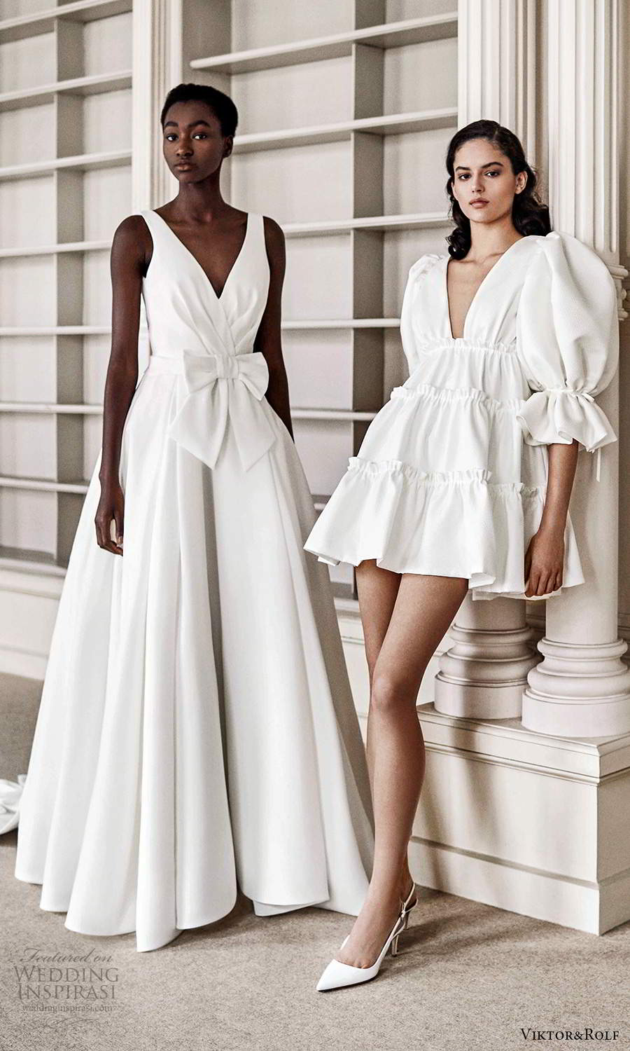 viktor rolf spring 2021 bridal sleeveless straps v neckline ruched bodice a line ball gown wedding dress chapel train (12) mv