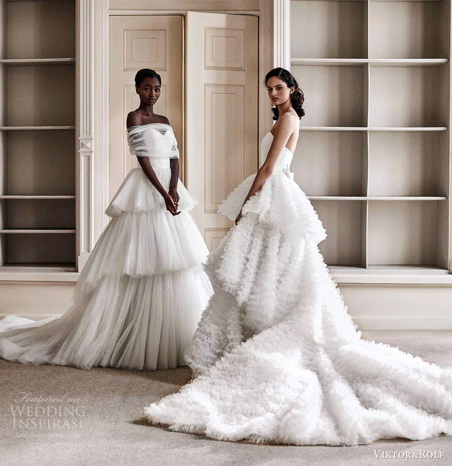 viktor rolf spring 2021 bridal strapless sweetheart ruffle tiered skirt ball gown wedding dress (1) fv viktor rolf spring 2021 bridal strapless sweetheart ruffle tiered skirt ball gown wedding dress (1) fv