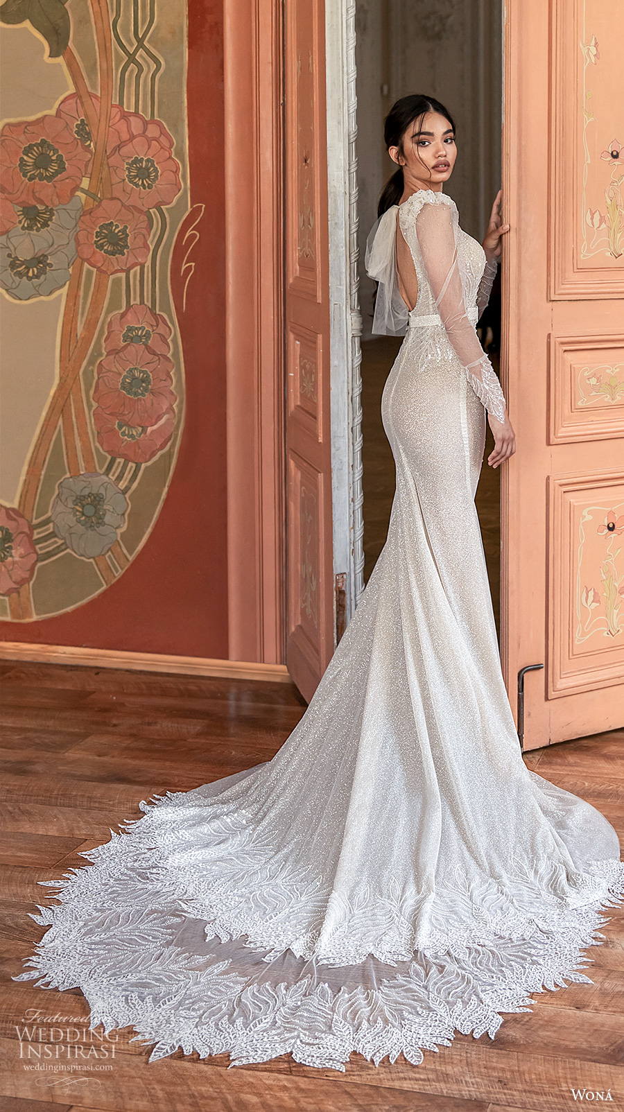 wona concept 2021 romance bridal long sleeves v neck lightly embellished bodice glamorous elgan fit and flare wedding dress keyhole back chapel train (8) bv wona concept 2021 romance bridal long sleeves v neck lightly embellished bodice glamorous elgan fit and flare wedding dress keyhole back chapel train (8) bv