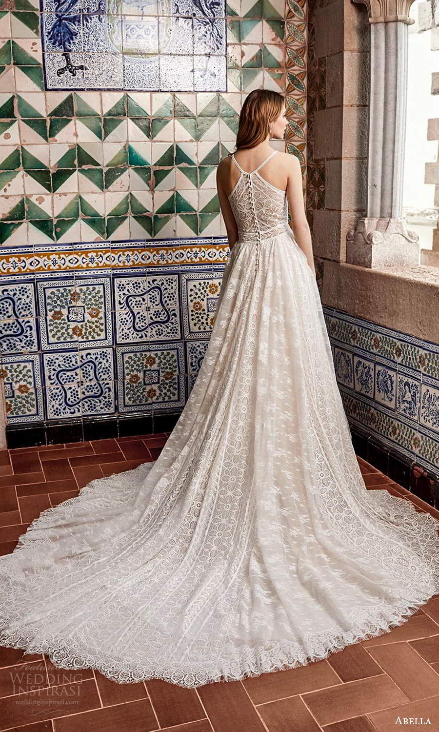 abella allure bridals 2020 bridal sleeveless straps sweetheart neckline fully embellished lace a line ball gown wedding dress chapel train (4) bv