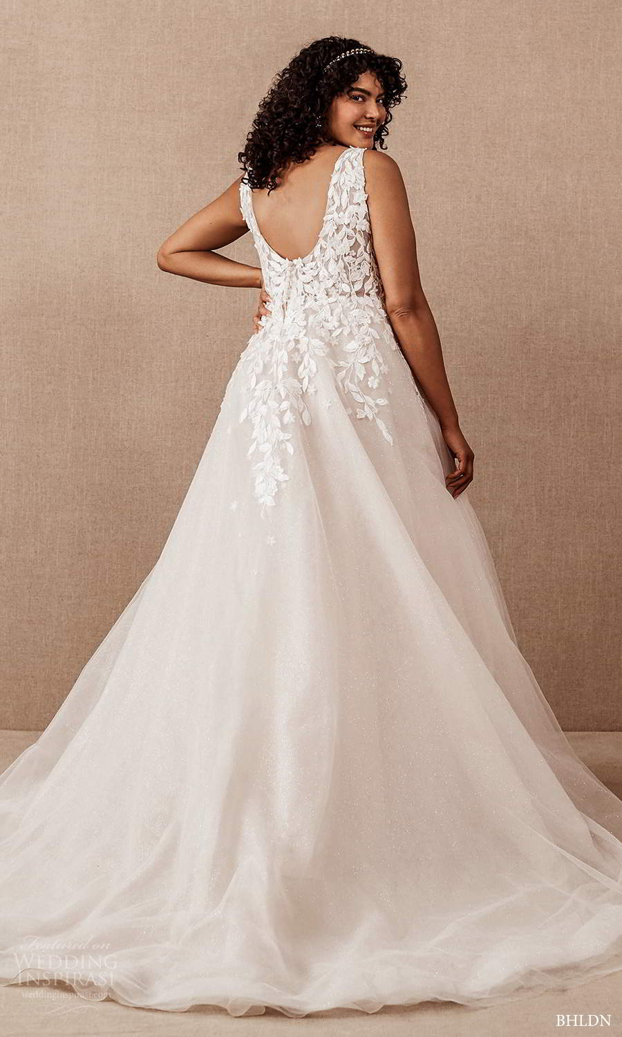 bhldn 2020 bridal plus size sleeveless straps plunging v neckline embellished bodice a line ball gown wedding dress chapel train (1) bv