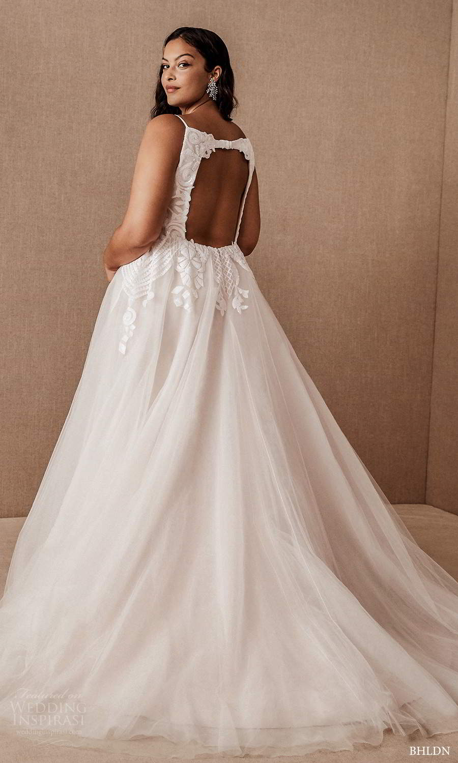 bhldn 2020 bridal plus size sleeveless thin straps plunging v neckline fully embellished a line ball gown wedding dress keyhole back chapel train (7) bv bhldn 2020 bridal plus size sleeveless thin straps plunging v neckline fully embellished a line ball gown wedding dress keyhole back chapel train (7) bv