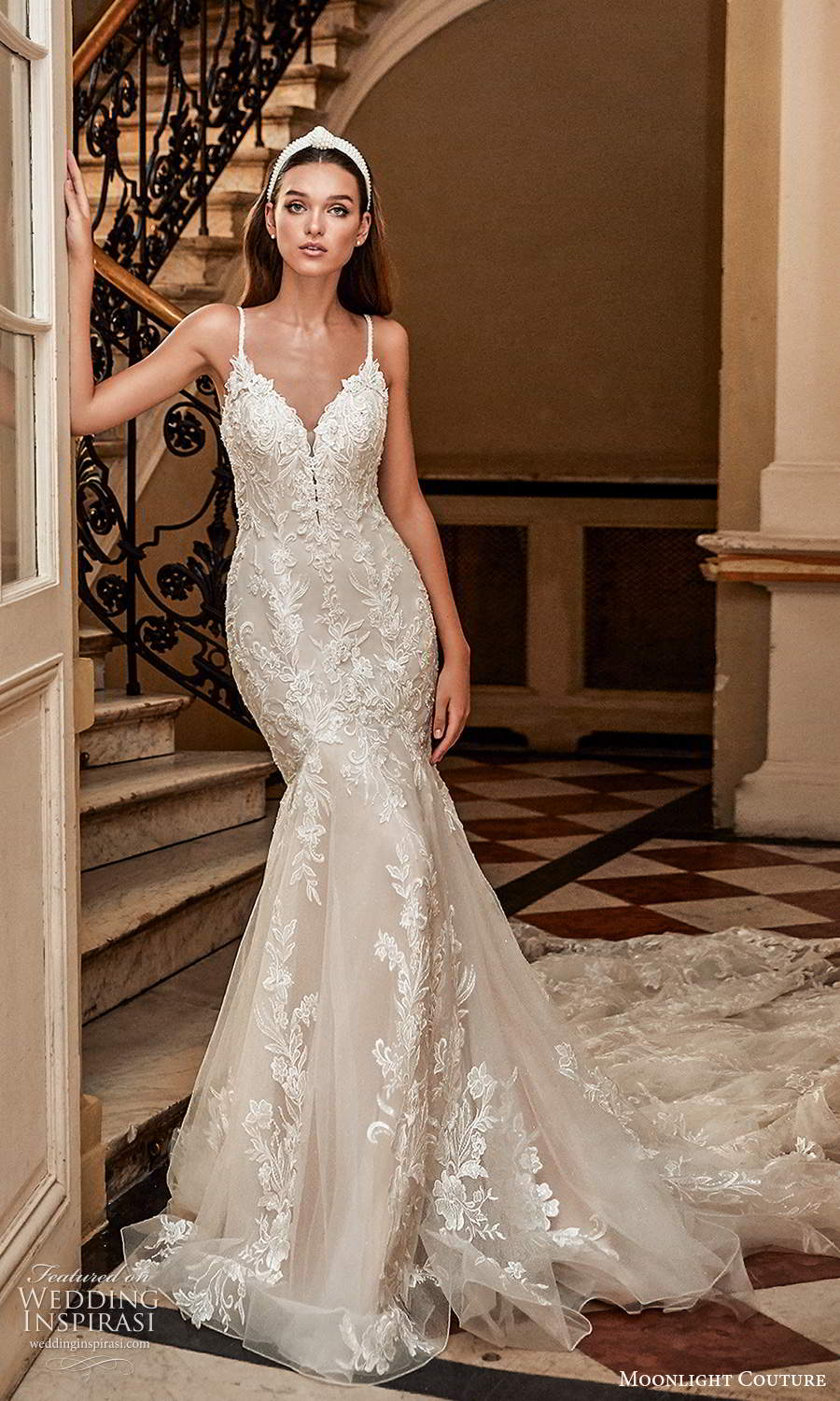 moonlight couture spring 2021 bridal sleeveless beaded straps sweetheart neckline fully embellished mermaid wedding dress chapel train (3) mv