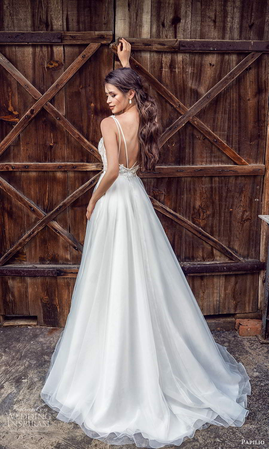 papili 2020 freedom bridal sleeveless straps v neckline embellished bodice a line ball gown wedding dress chapel train (5) bv