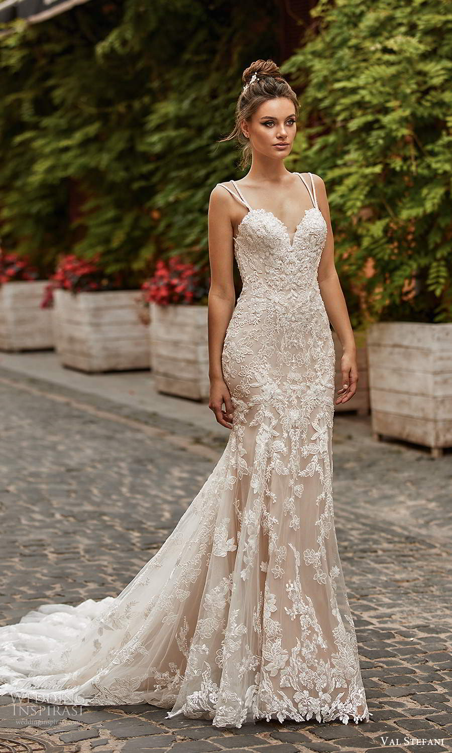 val stefani spring 2021 bridal sleeveless double straps sweetheart neckline fully embellished fit flare mermaid wedding dress chapel train (1) mv