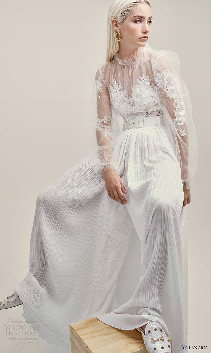 yolancris 2021 bridal illusion long puff sleeves sheer high ruffle sweetheart neckline a line wedding dress pleated skirt (23) mv yolancris 2021 bridal illusion long puff sleeves sheer high ruffle sweetheart neckline a line wedding dress pleated skirt (23) mv