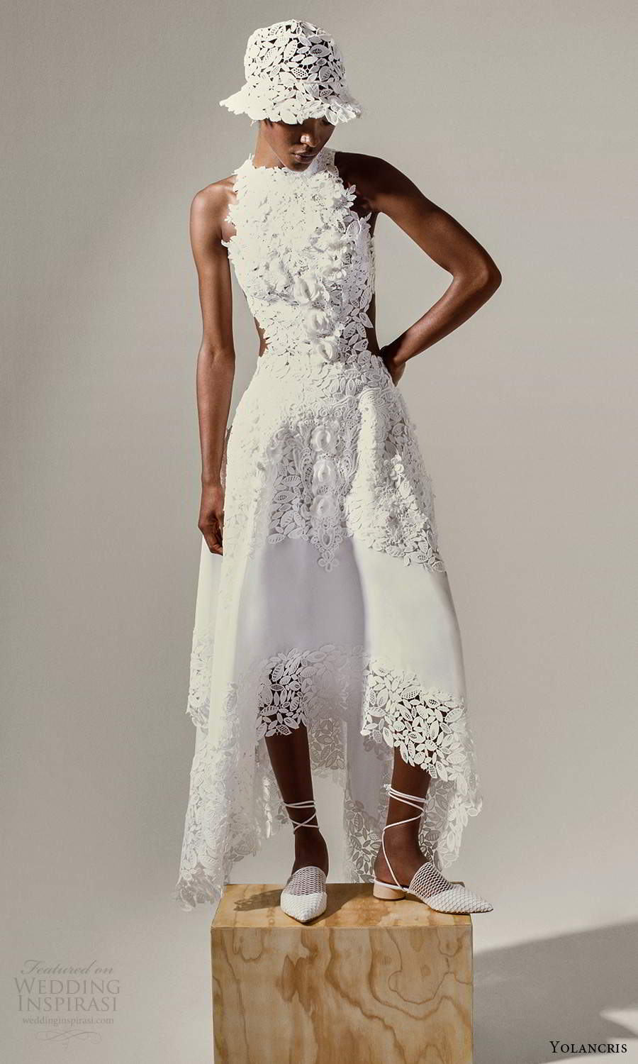 yolancris 2021 bridal sleeveless halter neckline fully embellished a line ball gown wedding dress high low skirt (6) fv yolancris 2021 bridal sleeveless halter neckline fully embellished a line ball gown wedding dress high low skirt (6) fv