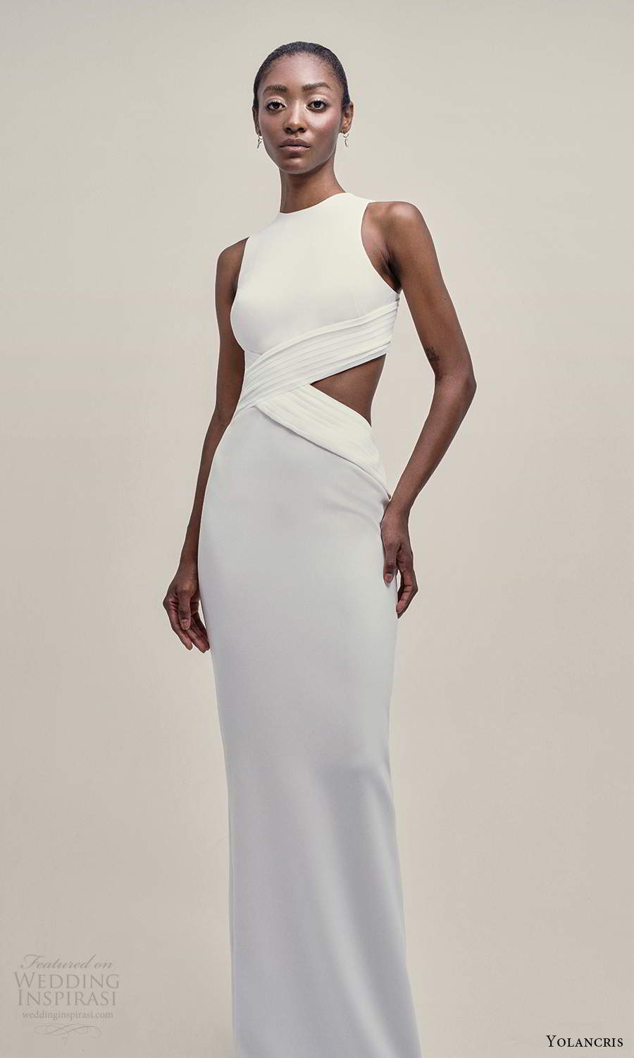 yolancris 2021 bridal sleeveless thick straps high jewel neckline clean minimalist side cutout sheath wedding dress (17) mv yolancris 2021 bridal sleeveless thick straps high jewel neckline clean minimalist side cutout sheath wedding dress (17) mv