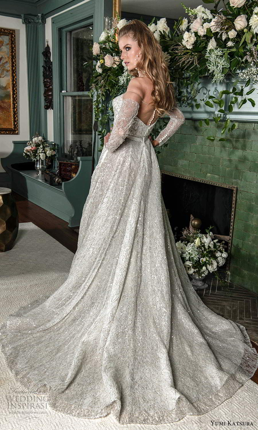 yumi katsura fall 2021 bridal off shoulder long sleeves sweetheart neckline fully embellished a line ball gown wedding dress chapel train (14) bv yumi katsura fall 2021 bridal off shoulder long sleeves sweetheart neckline fully embellished a line ball gown wedding dress chapel train (14) bv