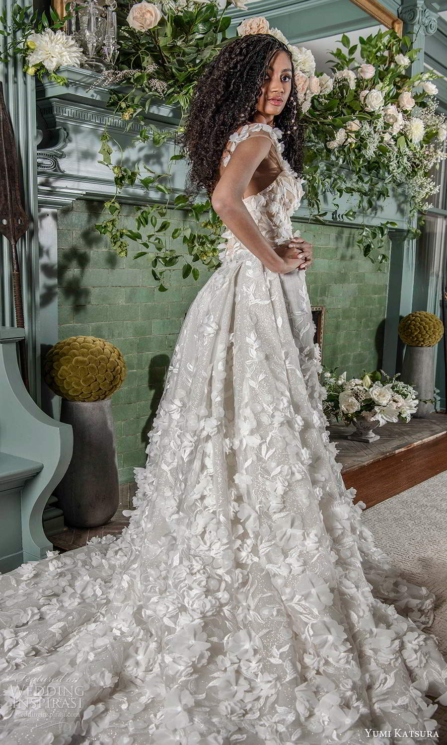 yumi katsura fall 2021 bridal off shoulder straps sweetheart neckline fully embellished mermaid wedding dress a line over skirt chapel train (2) bv yumi katsura fall 2021 bridal off shoulder straps sweetheart neckline fully embellished mermaid wedding dress a line over skirt chapel train (2) bv