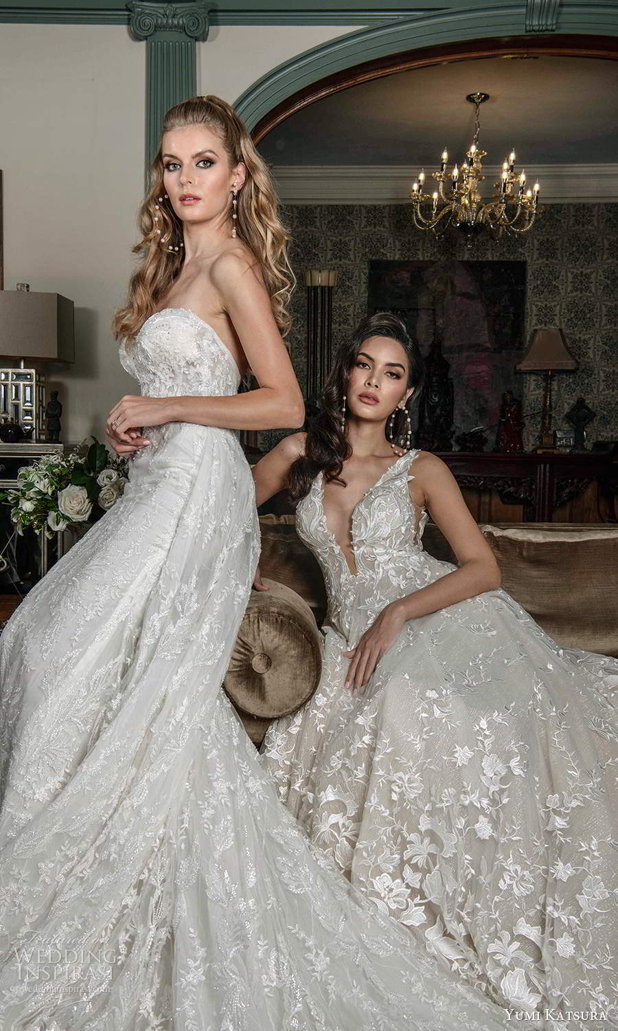 yumi katsura fall 2021 bridal sleeveless straps plunging v neckline fully embellished a line wedding dress low back chapel train (17) fv yumi katsura fall 2021 bridal sleeveless straps plunging v neckline fully embellished a line wedding dress low back chapel train (17) fv