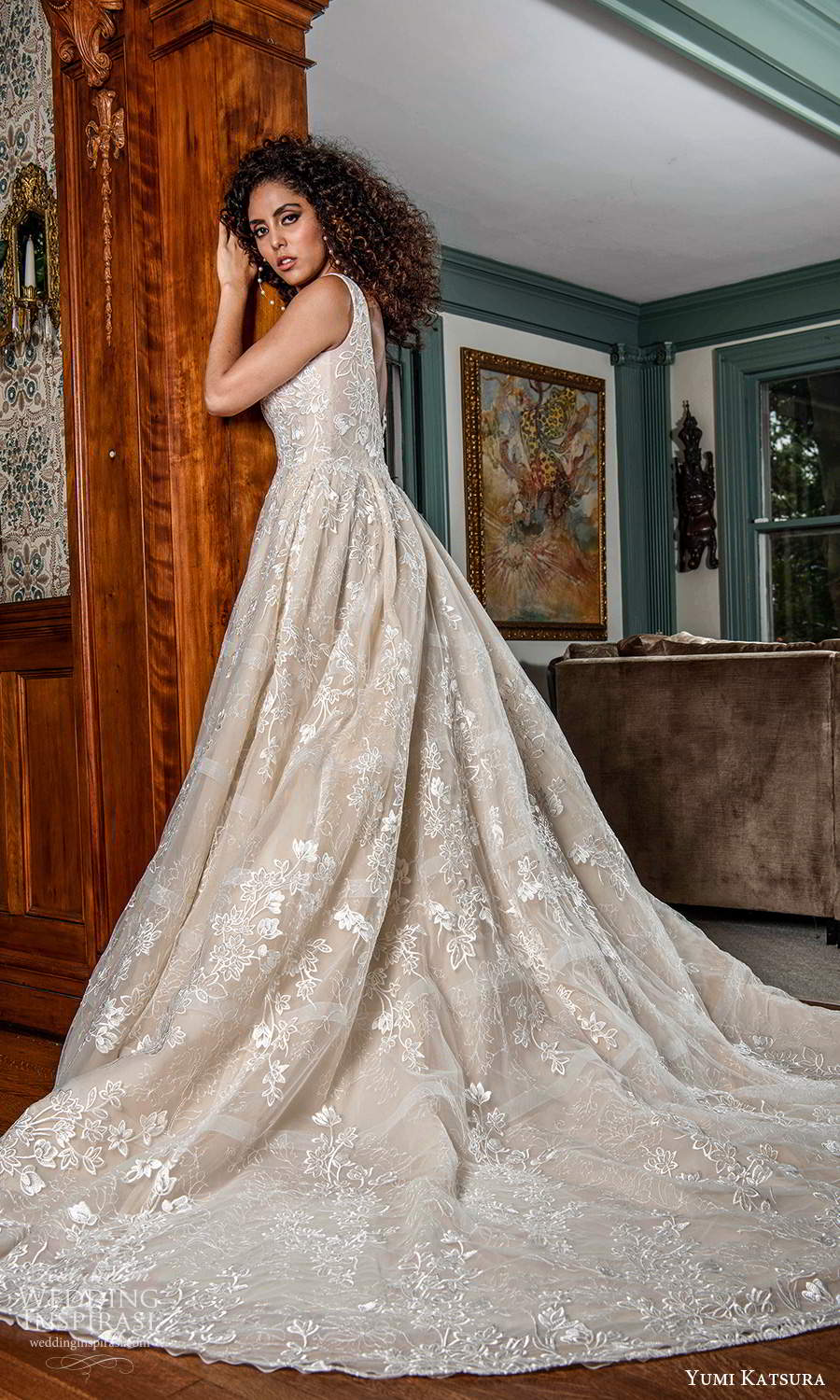 yumi katsura fall 2021 bridal sleeveless straps square neckline fully embellished a line ball gown wedding dress chapel train (20) bv yumi katsura fall 2021 bridal sleeveless straps square neckline fully embellished a line ball gown wedding dress chapel train (20) bv