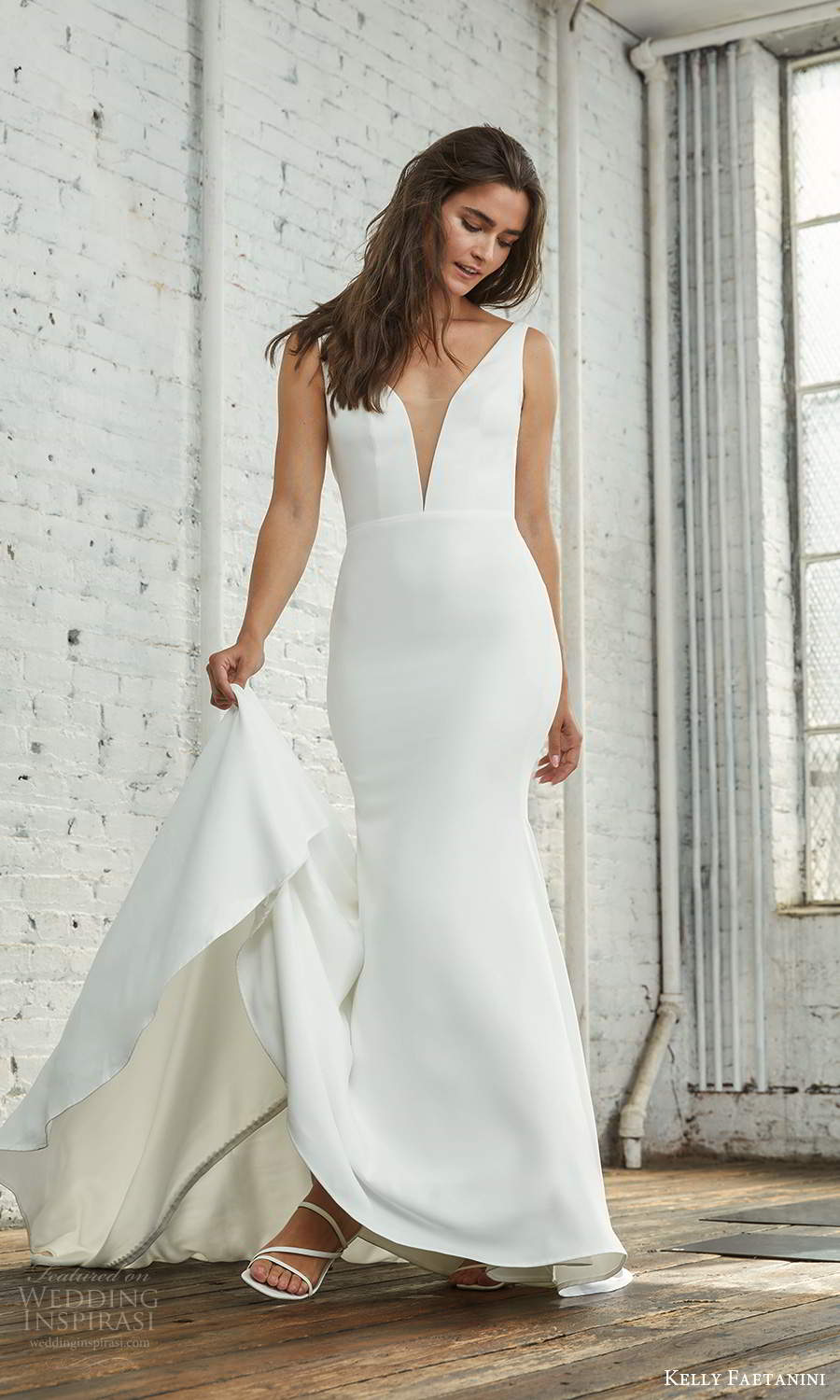 kelly faetanini 2021 bridal sleeveless straps plunging v neckline clean minimalist mermaid wedding dress low back chapel train (9) mv