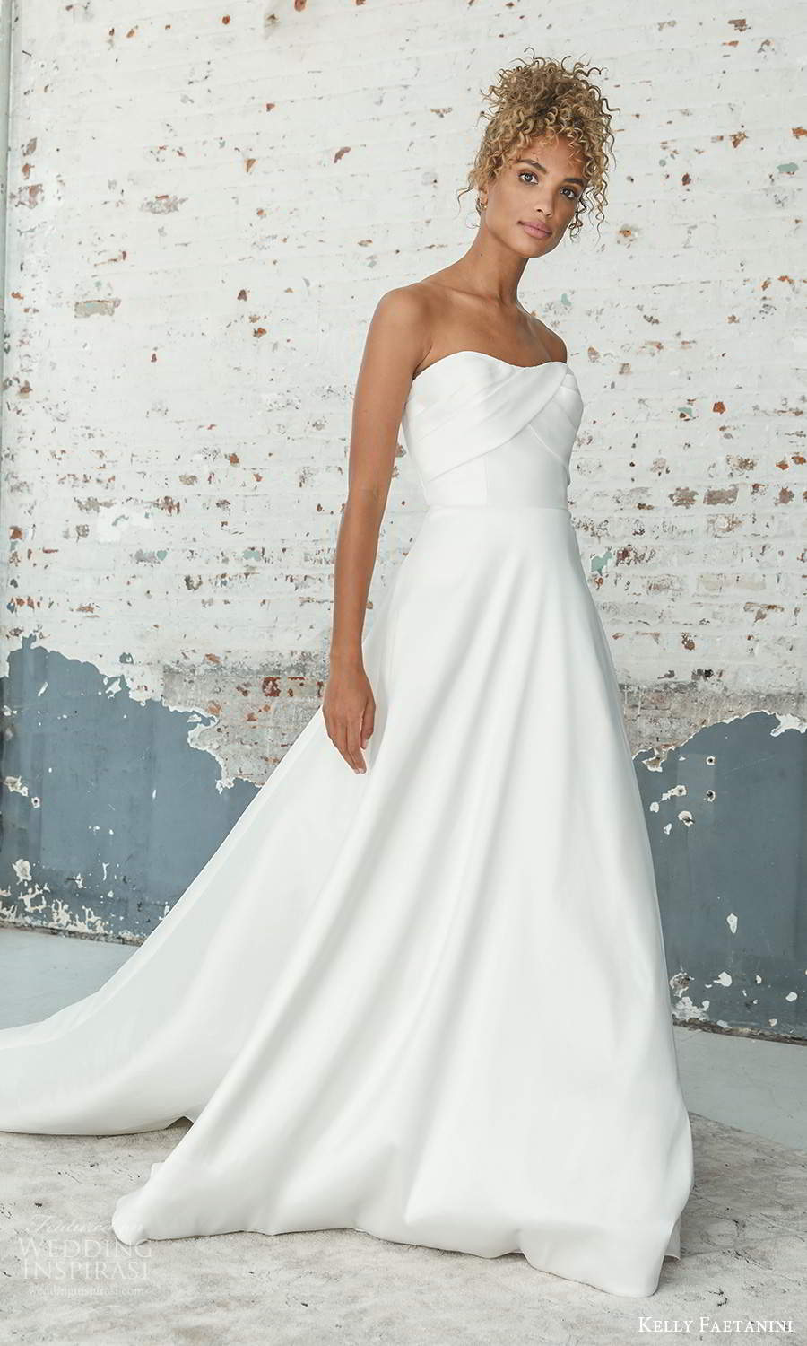 kelly faetanini 2021 bridal strapless semi sweetheart neckline clean minimalist a line ball gown wedding dress cutout back chapel train (16) mv