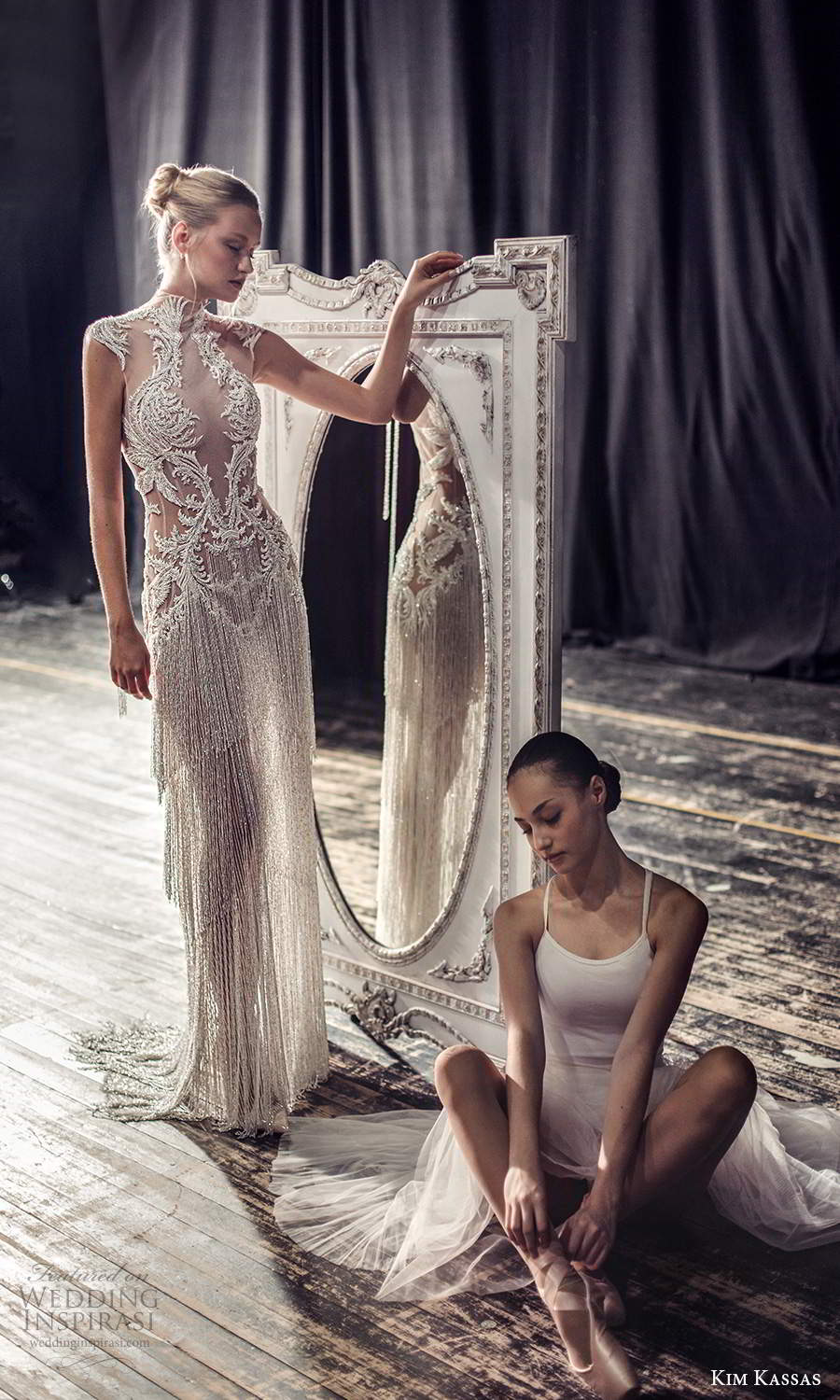 kim kassas fall 2021 bridal cap sleeves high neckline fully embellished column wedding dress tiered fringe skirt (10) mv kim kassas fall 2021 bridal cap sleeves high neckline fully embellished column wedding dress tiered fringe skirt (10) mv