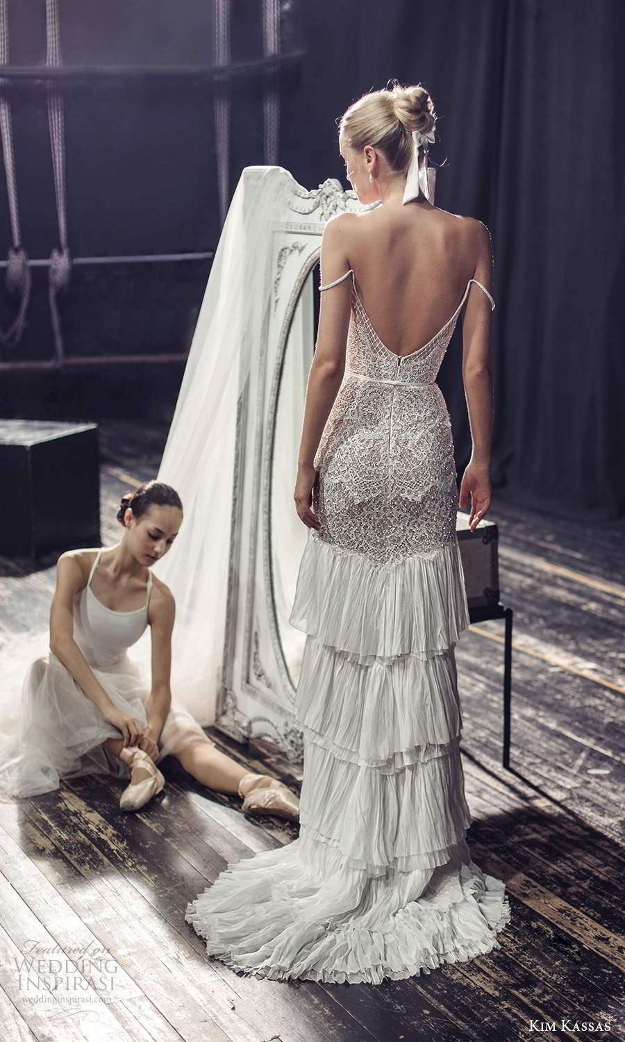 kim kassas fall 2021 bridal off shoulder straps plunging v neckline embellished column wedding dress tiered skirt sweep train (9) bv kim kassas fall 2021 bridal off shoulder straps plunging v neckline embellished column wedding dress tiered skirt sweep train (9) bv