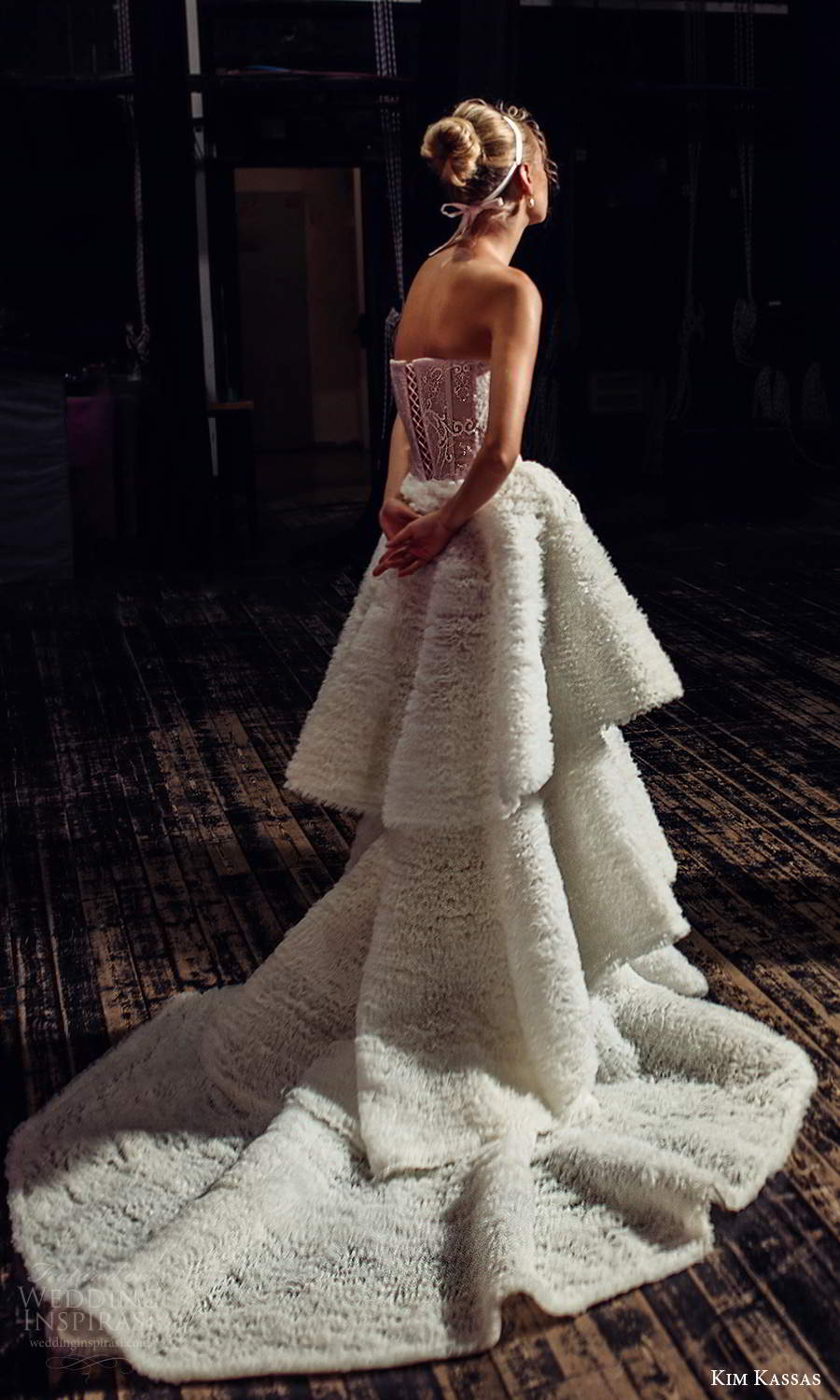 kim kassas fall 2021 bridal strapless semi sweetheart neckline fully embellished a line ball gown wedding dress tiered skirt chapel train (4) bv kim kassas fall 2021 bridal strapless semi sweetheart neckline fully embellished a line ball gown wedding dress tiered skirt chapel train (4) bv