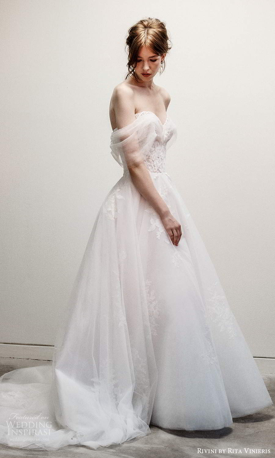 rivini rita vinieris fall 2021 bridal off shoulder straps sweetheart neckline embellished lace corset bodice a line ball gown wedding dress chapel train (11) mv rivini rita vinieris fall 2021 bridal off shoulder straps sweetheart neckline embellished lace corset bodice a line ball gown wedding dress chapel train (11) mv