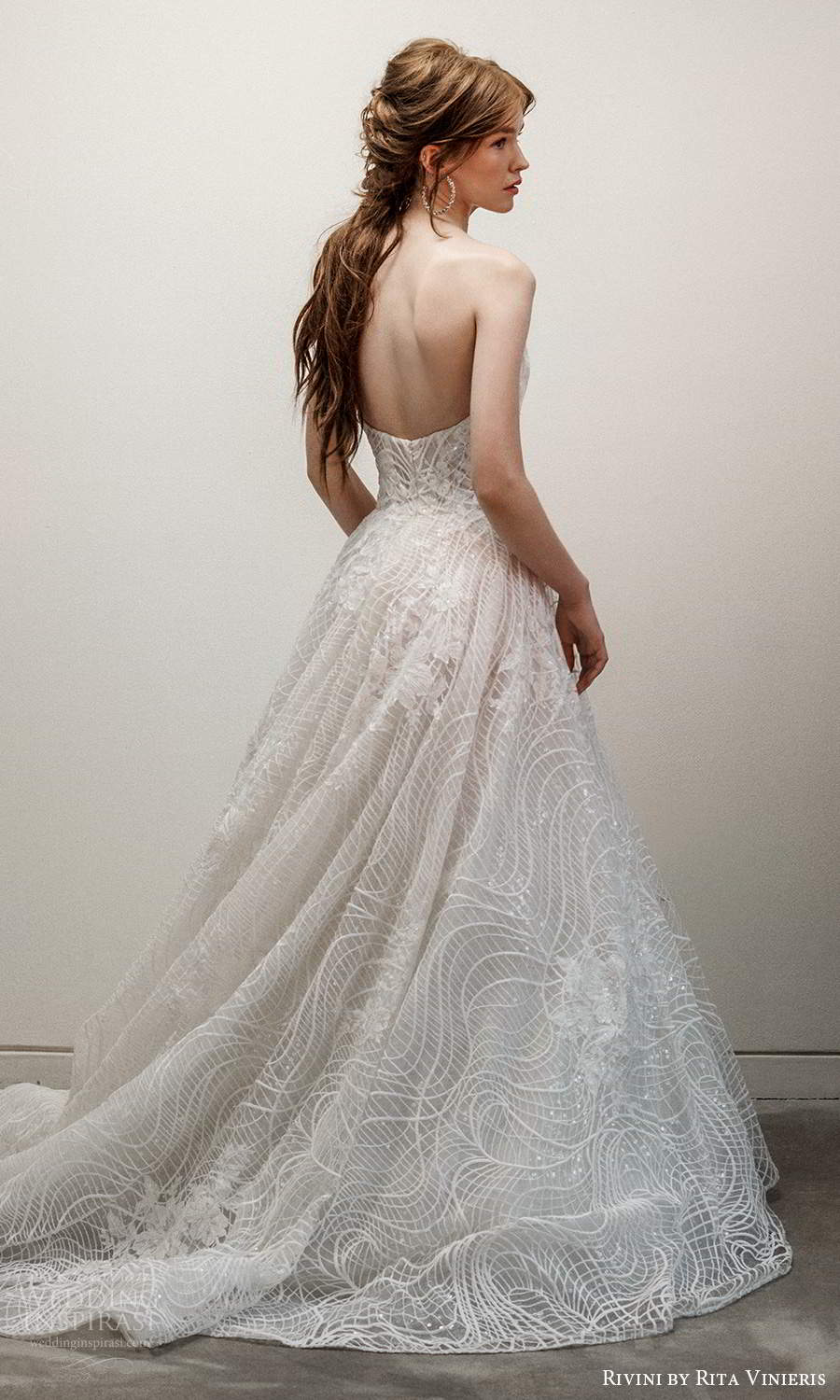 rivini rita vinieris fall 2021 bridal strapless straight across neckline fully embellished a line ball gown wedding dress chapel train (5) bv