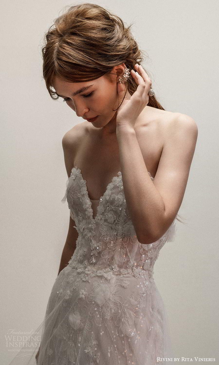 rivini rita vinieris fall 2021 bridal strapless sweetheart neckline fully embellished a line ball gown wedding dressa sheer overskirt chapel train (2) zv rivini rita vinieris fall 2021 bridal strapless sweetheart neckline fully embellished a line ball gown wedding dressa sheer overskirt chapel train (2) zv