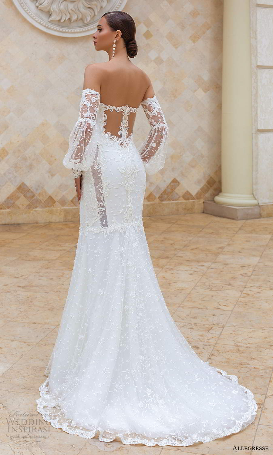 allegresse 2021 bridal detached bishop sleeves strapless plunging sweetheart neckline fully embellished fit flare mermaid wedding dress chapel train (12) bv allegresse 2021 bridal detached bishop sleeves strapless plunging sweetheart neckline fully embellished fit flare mermaid wedding dress chapel train (12) bv