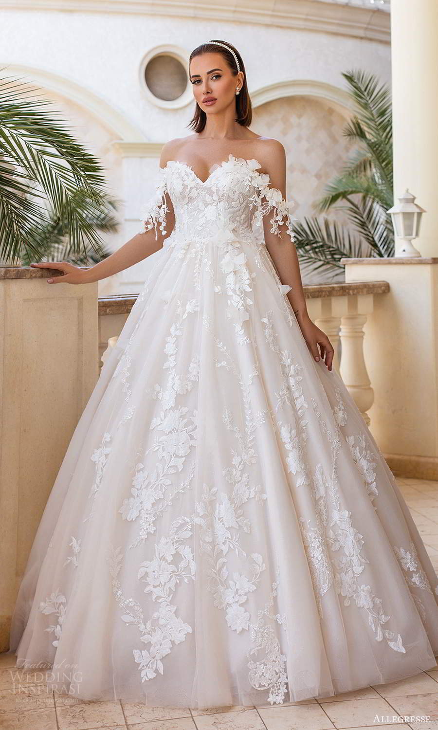 allegresse 2021 bridal off shoulder straps sweetheart neckline fully embellished a line ball gown wedding dress chapel train (15) mv