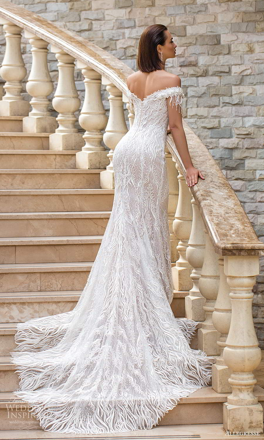 allegresse 2021 bridal off shoulder straps sweetheart neckline fully embellished fit flare sheath wedding dress chapel train blush (15) bv allegresse 2021 bridal off shoulder straps sweetheart neckline fully embellished fit flare sheath wedding dress chapel train blush (15) bv