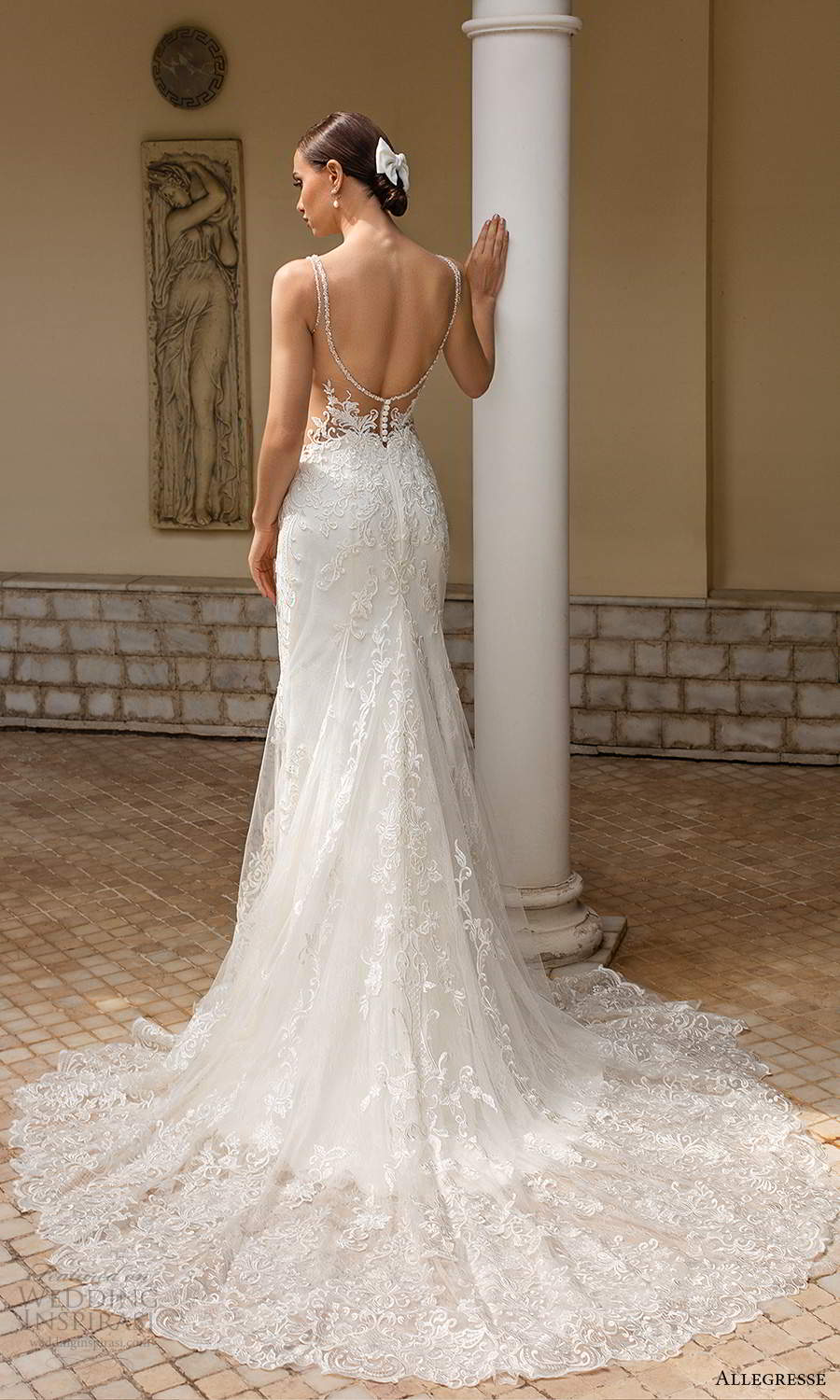 allegresse 2021 bridal sleeveless straps plunging sweetheart neckline fully embellished lace a line wedding dress chapel train illusion back (16) bv