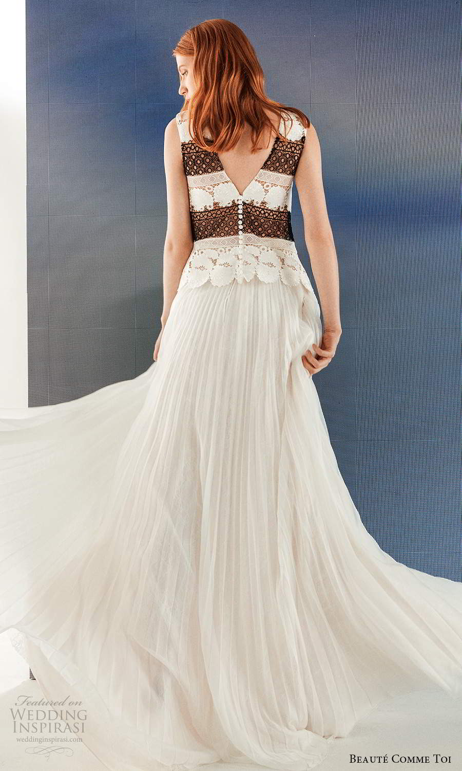 beaute comme toi fall 2021 bridal sleeveless thick straps bateau neckline embellished bodice pleated skirt a line wedding dress (7) bv