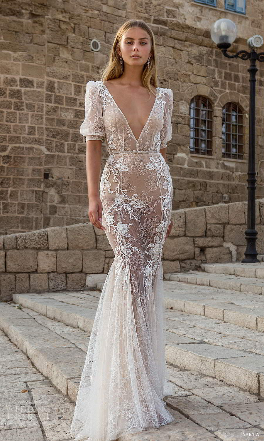 berta fall 2021 privee bridal half puff sleeves plunging v neckline fully embellished fit flare mermaid wedding dress chapel train (11) mv berta fall 2021 privee bridal half puff sleeves plunging v neckline fully embellished fit flare mermaid wedding dress chapel train (11) mv