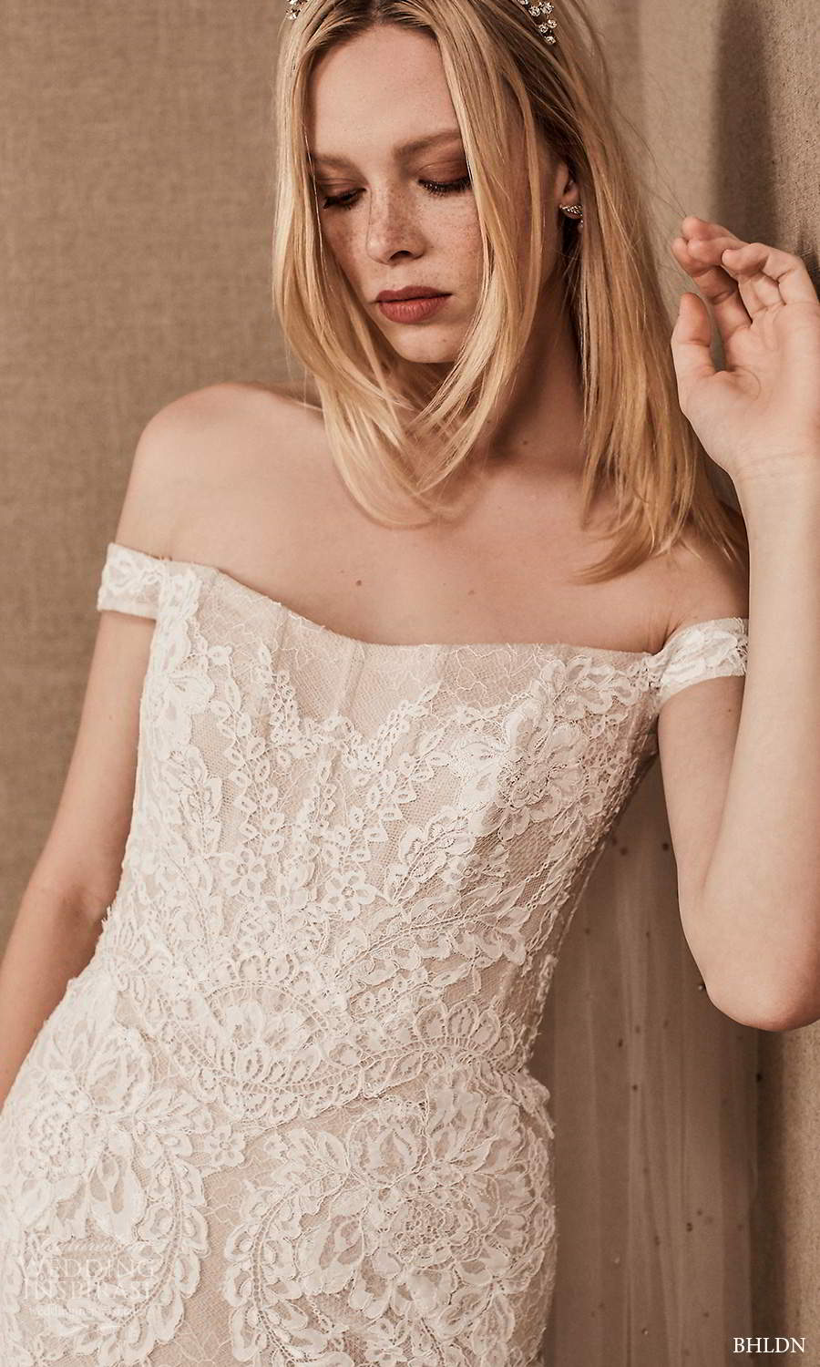 bhldn spring 2021 bridal off shoulder straps semi sweetheart neckline fully embellished fit flare mermaid wedding dress chapel train (7) zv bhldn spring 2021 bridal off shoulder straps semi sweetheart neckline fully embellished fit flare mermaid wedding dress chapel train (7) zv
