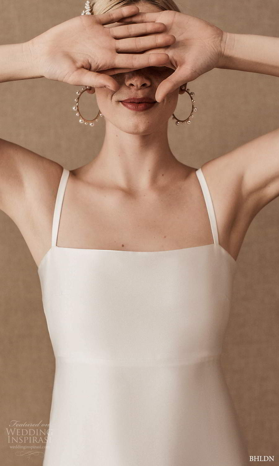 bhldn spring 2021 bridal sleeveless straps square neckline clean minimalist column wedding dress ruffle skirt (10) zv
