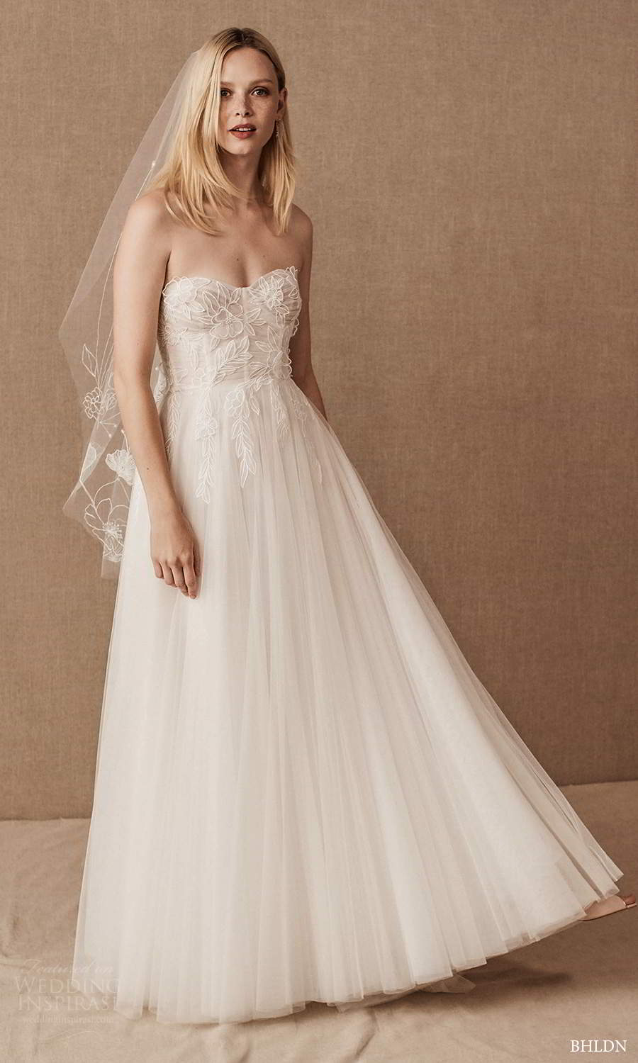 bhldn spring 2021 bridal strapless semi sweetheart neckline embellished bodice a line ball gown wedding dress (9) mv