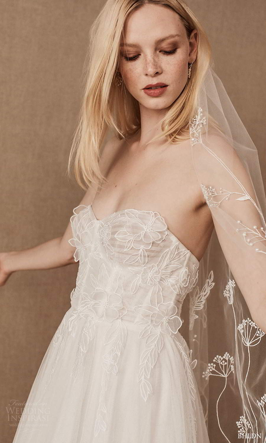 bhldn spring 2021 bridal strapless semi sweetheart neckline embellished bodice a line ball gown wedding dress (9) zv