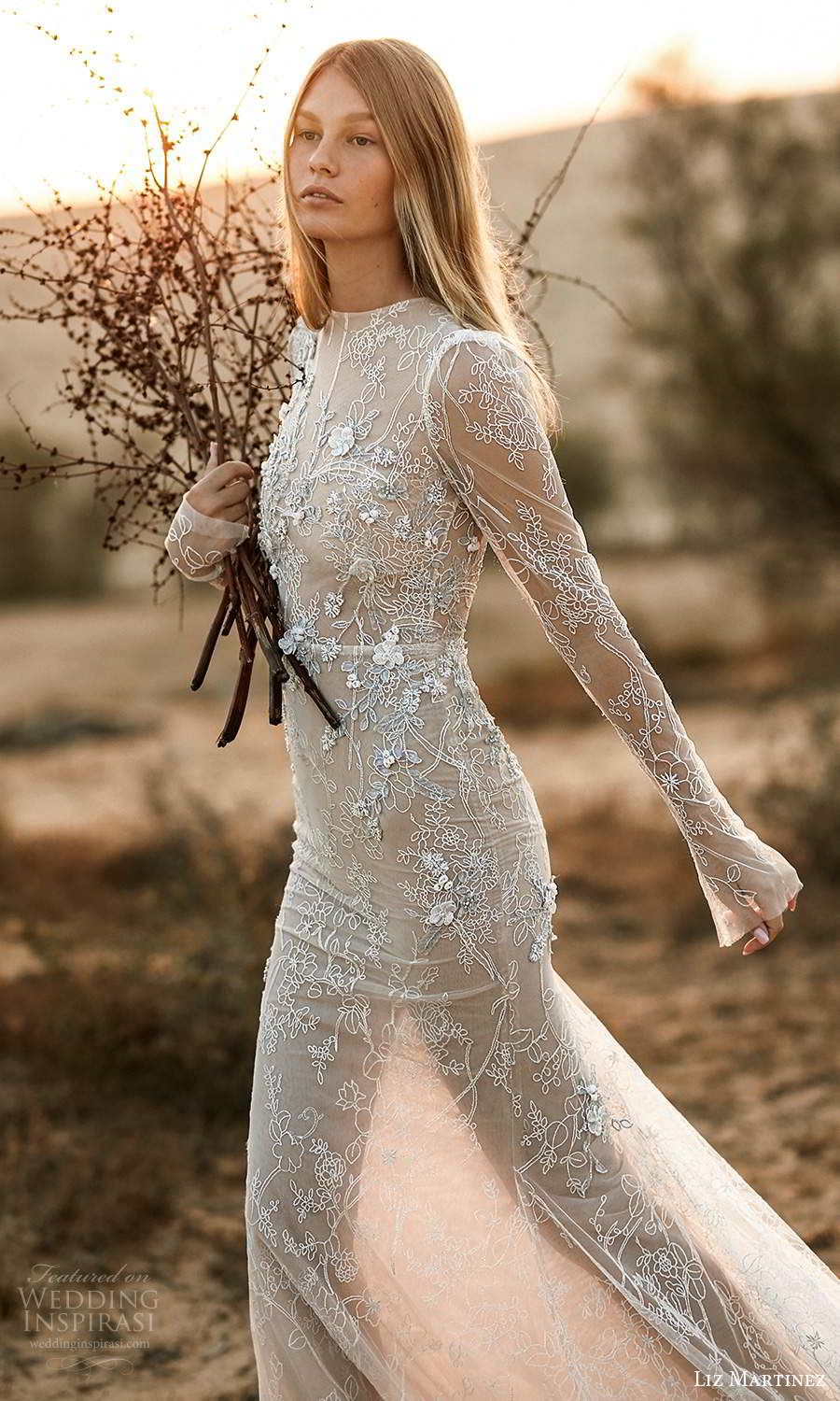 liz martinez fall 2021 bridal long sleeves high neckline fully embellished sheath wedding dress chapel train (4) mv liz martinez fall 2021 bridal long sleeves high neckline fully embellished sheath wedding dress chapel train (4) mv