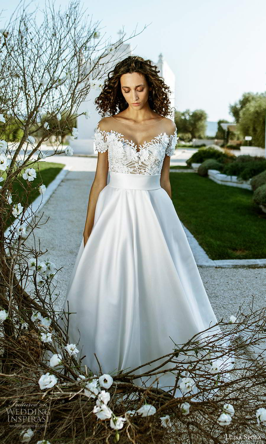 luisa sposa 2021 bridal short sleeve illusion bateau sweetheart neckline embellished bodice clean skirt a line ball gown wedding dress (9) mv luisa sposa 2021 bridal short sleeve illusion bateau sweetheart neckline embellished bodice clean skirt a line ball gown wedding dress (9) mv