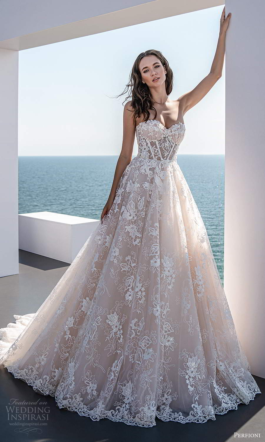 perfioni 2021 bridal strapless sweetheart neckline fully embellished a line ball gown wedding dress chapel train (16) mv